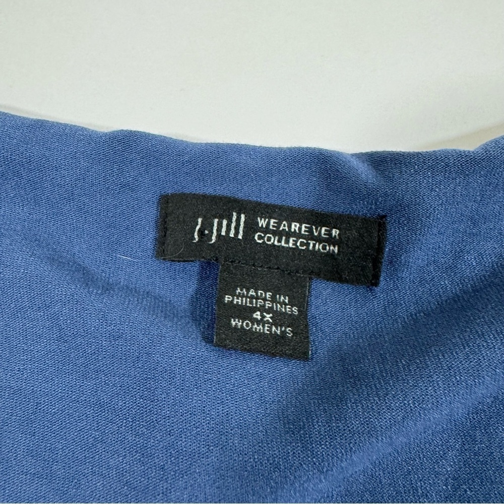 J Jill Wearever Collection Long Sleeve Jersey Chiffon Layered Top Blue - Picture 4 of 6
